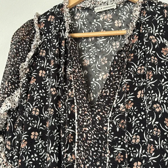 Ulla Johnson Essie dress in Noir size 2 Black and White Floral Blouse - Picture 7 of 10